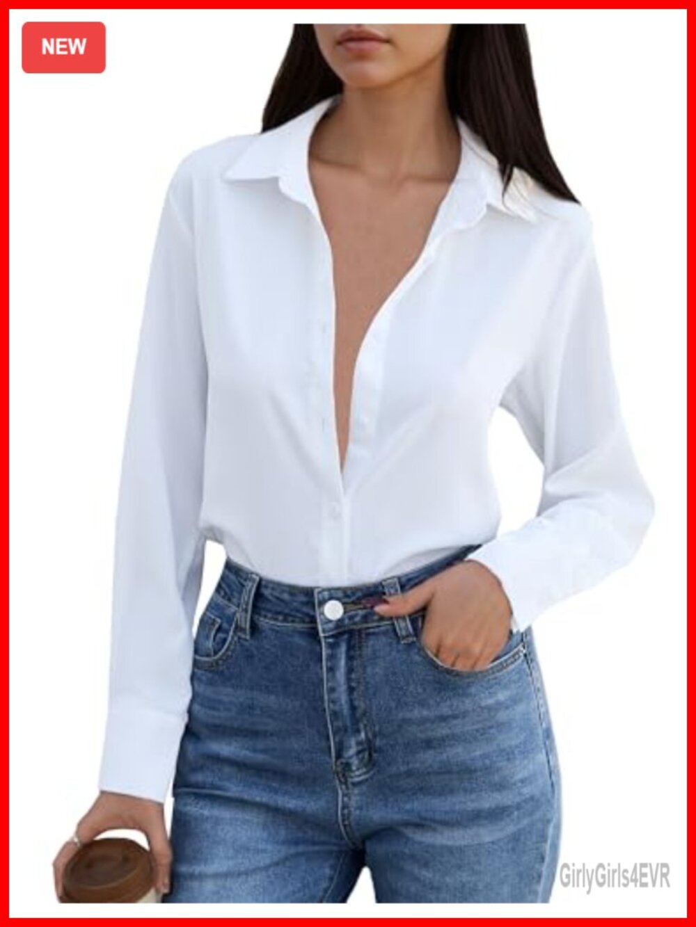 JTD Women's Button Down Shirt Long Sleeve Wrinkle-Free Collared Blouse